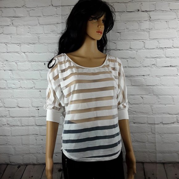 G BY GUESS WHITE SHEER WOMEN BLOUSE S - Picture 1 of 11